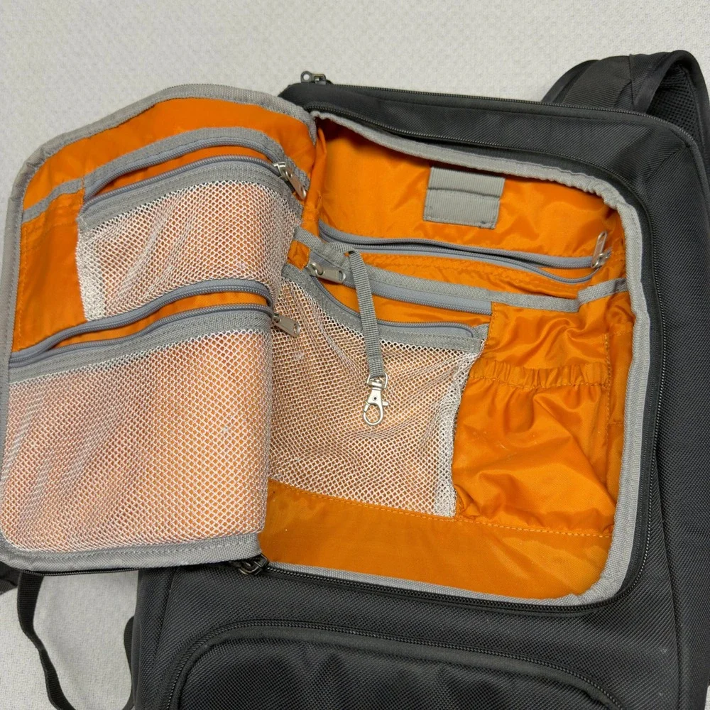eBags Professional Slim Laptop Backpack Black Orange Nylon Travel Bag Pockets